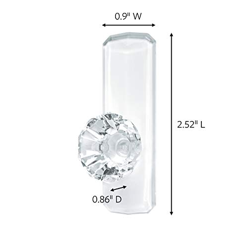 Command Medium Crystal Hook, Strong Holding Power up to 2 lb, Wall and Door Hooks with 3 Command Strips, Damage Free for