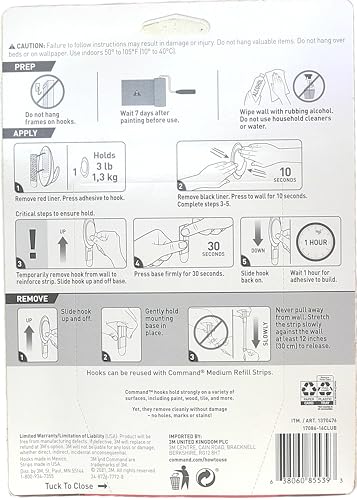 Command Utility Hooks for Damage Free Hanging, Adhesive Strips Wall Hooks, No Tools Required, 16 White Hooks and 20 Stri
