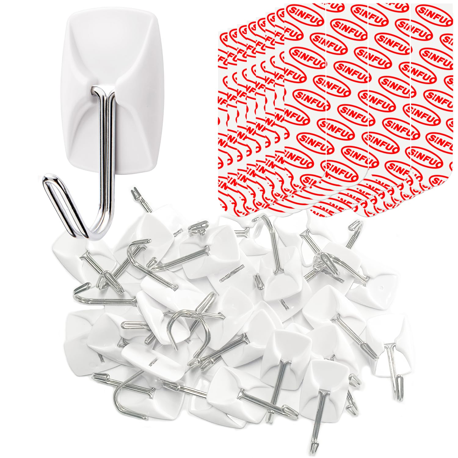  Heavy Duty Wall Hooks for Key Holder, Coat, Door, and Shower Hanging, 32 Damage Free Adhesive Strips
| Small 32 Heavy D