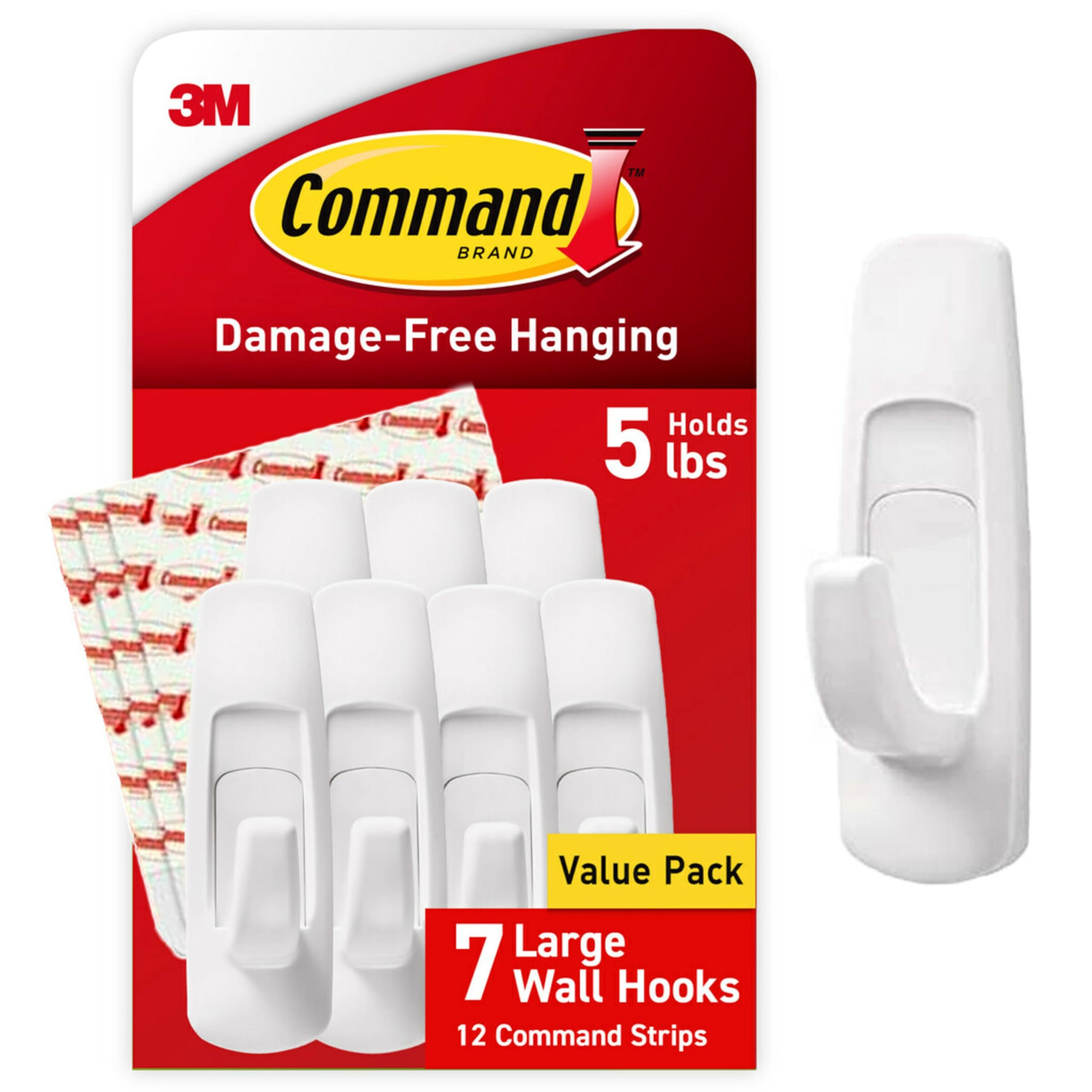 Command 5 lb Large Utility Hooks - Damage-Free Hanging with Adhesive Strips, No Tools Required, Perfect for Organization